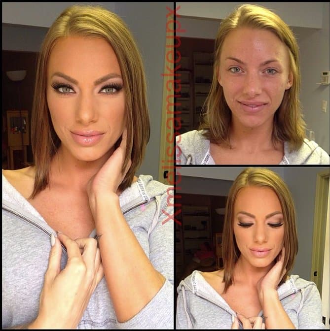Pornostar Juelz Ventura ungeschminkt und geschminkt