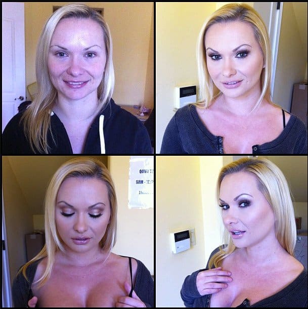 Pornostar Katja Kassin ungeschminkt und geschminkt