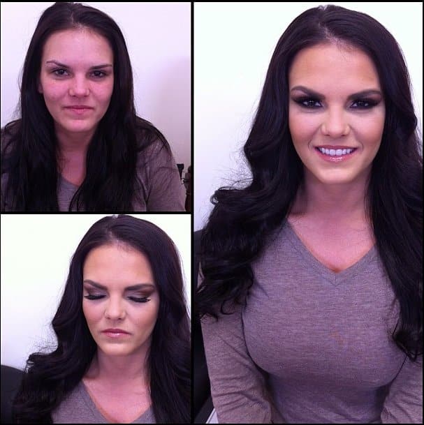 Pornostar MacKenzie Pierce ungeschminkt und geschminkt